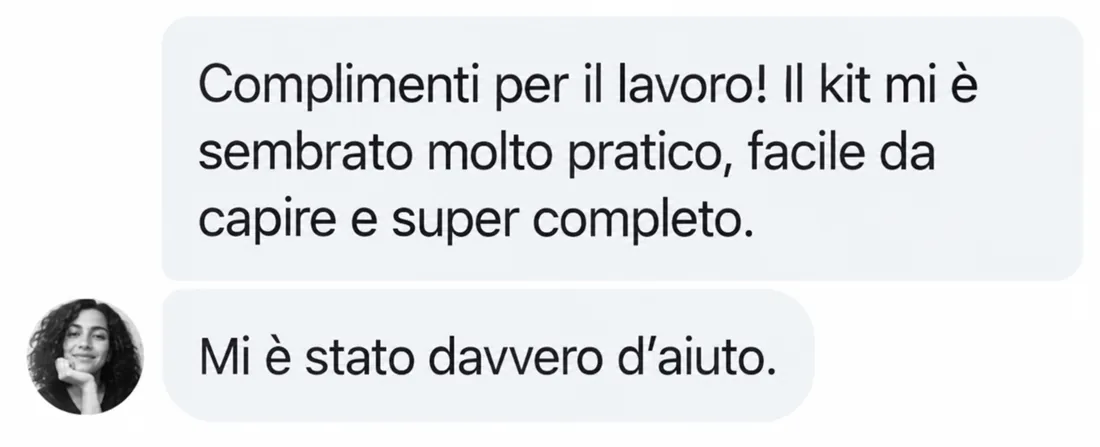 Messaggio: il kit mi è sembrato molto pratico, facile da capire e super completo